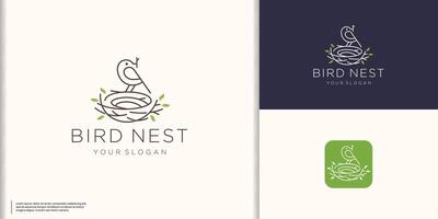 oiseau nid monoline ancien logo vecteur icône illustration