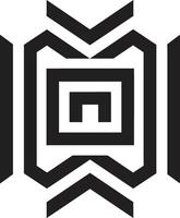 quantum contours monochrome vecteur logo avec complexe abstrait géométrique formes abstrait élégance noir icône représentant vecteur logo avec géométrique dessins