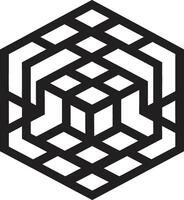astral symétrie vecteur logo avec lisse noir abstrait géométrique motifs quantum contours élégant icône avec abstrait géométrique formes dans vecteur