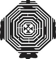 mystique géométrie monochromatique emblème avec abstrait noir géométrique conception dans vecteur éphémère lignes abstrait noir logo conception avec vecteur géométrique éléments