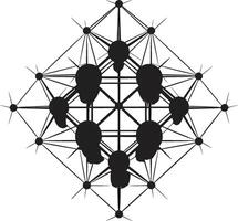 éthéré équilibre lisse noir logo avec abstrait géométrique formes dans vecteur dimensionnel harmonie monochromatique icône de abstrait géométrique formes dans vecteur