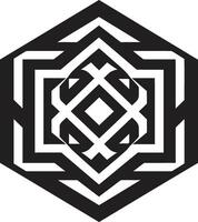 infini angles élégant vecteur logo conception représentant noir abstrait géométrique formes mystique géométrie monochromatique emblème avec abstrait noir géométrique conception dans vecteur