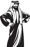 royal profil monochromatique emblème avec vecteur logo de un arabe homme culturel la souveraineté lisse vecteur logo conception de un arabe homme silhouette