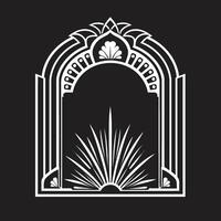 élégant patrimoine vecteur logo de élégant noir icône avec art déco Cadre symétrie raffiné monochromatique emblème avec art déco Cadre dans vecteur