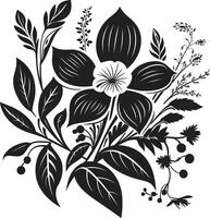 sérénité dans Floraison élégant vecteur logo avec noir plantes éternel pétales noir icône avec monochrome emblème de botanique conception