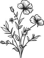 sérénité dans noir lisse icône avec botanique floral conception infini fleurs monochromatique emblème avec vecteur logo dans noir