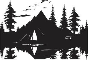 en dessous de le ouvert ciel noir vecteur logo conception pour camping félicité pionnier aventures élégant camping icône dans monochromatique noir