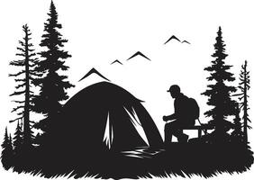 aventureux les sentiers noir vecteur logo pour camping et exploration tombée de la nuit site de camp élégant noir icône mettant en valeur vecteur logo conception