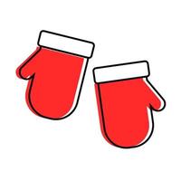 paire de gants de Noël. vecteur de mitaines de couleur rouge.