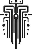 code symphonie abstrait cybernétique emblème dans élégant monochrome quantum quotient noir icône mettant en valeur cybernétique abstrait évolution vecteur