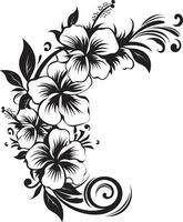 botanique félicité lisse vecteur emblème avec décoratif floral conception éternel élégance élégant noir icône avec décoratif coins