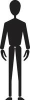 encre infusion dessin animé stickman logo dans lisse monochrome bande dessinée crescendo griffonnage stickman icône avec noir élégance vecteur