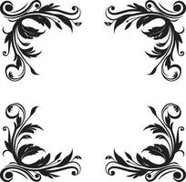 élégance embelli griffonnage décoratif Cadre vecteur icône dans lisse noir encre infusion monochrome emblème avec élégant griffonnage décoratif Cadre