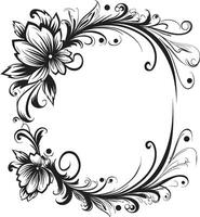 sophistiqué tourbillonne élégant noir logo avec décoratif griffonnages Cadre fleuri grandes lignes lisse vecteur conception mise en évidence griffonnage décoratif Cadre élément