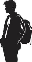sommet poursuite réalisation hauteurs avec noir icône pour Masculin élèves majestueux esprits vecteur noir logo signifiant Masculin étudiant excellence