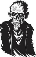 cadavérique visage noir logo conception exprimer le horreur de un personnes âgées homme macabre maestro lisse vecteur symbole capturer le effrayant la terreur de une zombi dans noir
