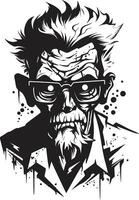cauchemar nécrose lisse noir logo conception avec une effrayant zombi homme spectral sire vecteur icône exprimer le effrayant présence de un personnes âgées zombi dans noir