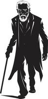 spectral sire vecteur icône exprimer le effrayant présence de un personnes âgées zombi dans noir zombi zéphyr noir symbole signifiant le horreur de une effrayant vieux homme