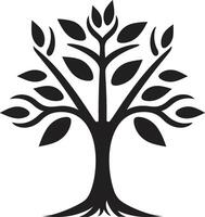 feuillu engagement dynamique noir logo conception pour vert initiatives silhouette jeune arbre iconique vecteur arbre plantation symbole dans noir