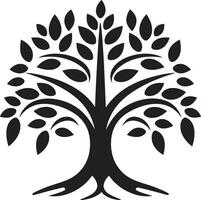 forêt Gardien lisse noir logo conception avec arbre plantation icône enraciné résistance vecteur symbole de arbre plantation dans noir