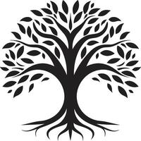 enraciné résistance vecteur symbole de arbre plantation dans noir des bois harmonie dynamique noir icône pour arbre plantation logo conception