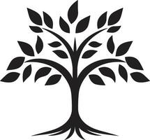 enraciné résistance vecteur symbole de arbre plantation dans noir des bois harmonie dynamique noir icône pour arbre plantation logo conception