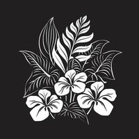 botanique félicité lisse noir icône conception avec tropical plante feuilles et fleurs jungle harmonie vecteur noir logo avec exotique plante feuilles et fleurs