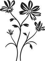 épanouissement beauté fleurs sauvages vecteur noir logo conception floral harmonie lisse iconique symbole de fleurs sauvages dans noir