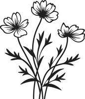 mystique pétales lisse noir logo conception avec fleurs sauvages épanouissement beauté fleurs sauvages vecteur noir logo conception