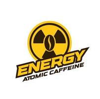 logo de boisson énergisante, concept moderne. concept de bannière de caféine atomique. emblème abstrait de puissance de café. affiche de vecteur isolé.