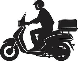 Urbain tiret le dîner rapide vecteur logo pour scooter nourriture livraison saveur sur le mouche scooter homme vecteur logo pour rapide nourriture livraison