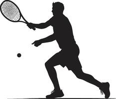 précision interprète crête Masculin tennis joueur icône dans dynamique pose raquette renégat insigne vecteur conception pour audacieux tennis logo
