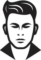 intemporel marque déposée insigne classique Masculin visage vecteur icône pour iconique l'image de marque prêt profil badge vecteur logo pour gracieux Masculin visage illustration