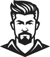 contemporain charisme badge Masculin visage icône dans moderne artistique forme robuste résistance crête vecteur conception pour fort Masculin visage logo