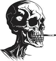 antique cendre insigne fumeur gentilhomme squelette vecteur logo pour ancien séduire cigare connaisseur crête vecteur conception pour fumeur squelette icône avec sophistication
