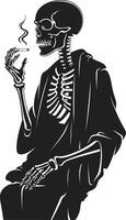 chic puffer badge vecteur conception pour élégant fumeur gentilhomme icône avec classe raffiné relique insigne fumeur gentilhomme squelette vecteur logo pour ancien ambiance