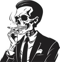 sophistiqué cigare badge fumeur gentilhomme squelette vecteur logo pour élégant l'image de marque enfumé fanfaronnade insigne vecteur conception pour gentilhomme squelette icône avec style