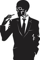 sophistiqué cigare badge fumeur gentilhomme squelette vecteur logo pour élégant l'image de marque enfumé fanfaronnade insigne vecteur conception pour gentilhomme squelette icône avec style