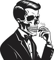 raffiné rituel badge fumeur gentilhomme squelette vecteur logo pour classique faire appel ancien vice insigne vecteur conception pour cigare fumeur gentilhomme icône