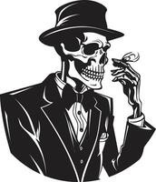 chic puffer badge vecteur conception pour élégant fumeur gentilhomme icône avec classe raffiné relique insigne fumeur gentilhomme squelette vecteur logo pour ancien ambiance