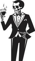 classique cigare charme insigne élégant squelette vecteur logo pour ancien faire appel gentleman fumée crête vecteur conception pour sophistiqué fumeur squelette icône