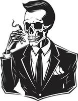 ancien vice insigne vecteur conception pour cigare fumeur gentilhomme icône élégant fumée crête fumeur squelette vecteur logo pour iconique l'image de marque