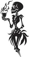 vieux monde opulence insigne élégant squelette vecteur logo pour classique sophistication temps honoré la havane crête fumeur gentilhomme squelette vecteur conception avec ancien flair