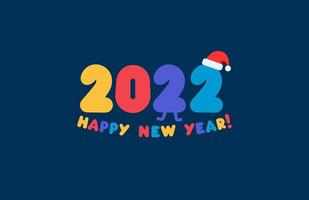logo de bonne année 2022, chiffres colorés avec félicitations. modèle de carte de voeux pour la fête du nouvel an, l'événement de noël, le titre de la couverture du calendrier ou le logo. illustration vectorielle vecteur