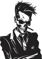 raffiné relique crête vecteur conception pour élégant fumeur squelette icône cigare salon badge fumeur squelette vecteur logo pour ancien charme