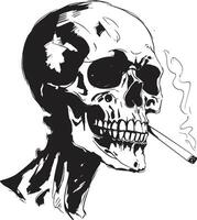 chic puffer badge vecteur conception pour élégant fumeur squelette icône avec classe raffiné relique insigne fumeur gentilhomme squelette vecteur logo pour ancien ambiance
