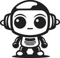 mini mech merveille badge compact robot logo pour de la conversation charme boîte de discussion totem insigne mignonne robot chatbot icône pour bavarder délice vecteur