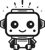 octet taille bot insigne adorable robot chatbot conception pour bavarder assistance sifflement widget crête miniature robot logo pour technologie conversations vecteur