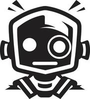 sifflement widget insigne petit robot chatbot icône pour technologie conversations boîte de discussion totem crête vecteur icône de une miniature robot pour bavarder délice