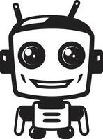 sifflement widget badge petit et mignonne robot vecteur icône pour technologie conversations nano coup de coude insigne compact robot logo pour numérique assistance